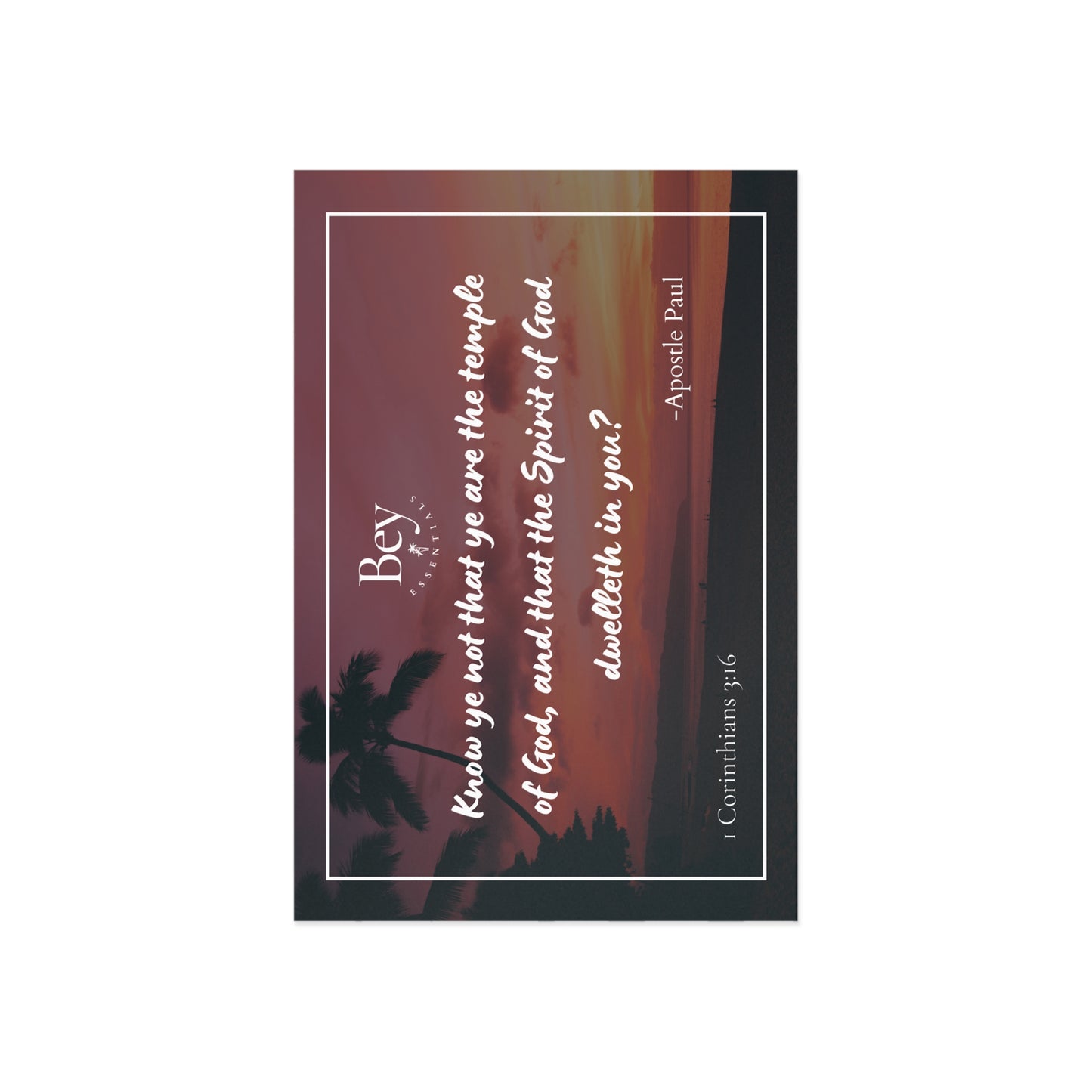 1 Corinthians 3:16 - Spiritual Quotes of Divinity Post Card and Download